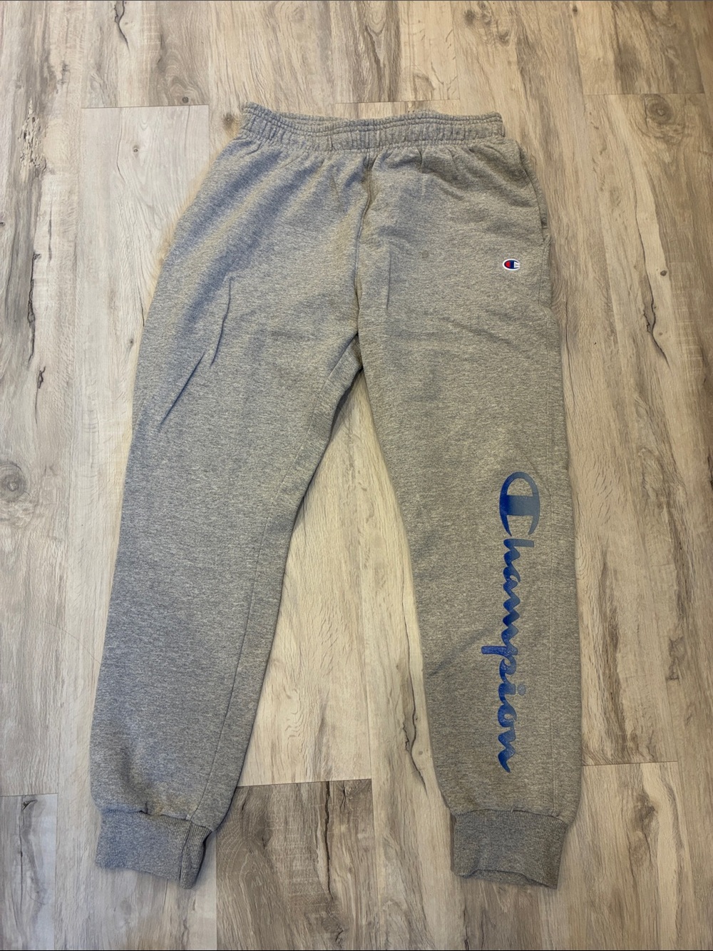 Champion Gray Joggers with Blue Script Logo